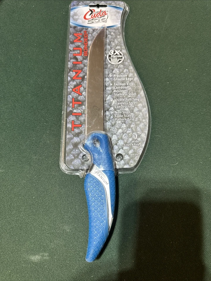 Cuchillo de filete Camillus Cuda Titanium Bonded 4116 acero inoxidable 7” hoja ancha 18090 Foto 1 de 1