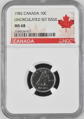 1982 Canada 10 Cent Uncirculated Set Issue NGC MS68 - Image 1 of 4
