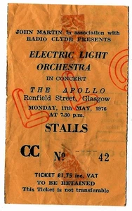 Electric Light Orchestra 26.06.76 Glasgow Schottland UK The Apollo Ticket Stub ELO - Bild 1 von 1