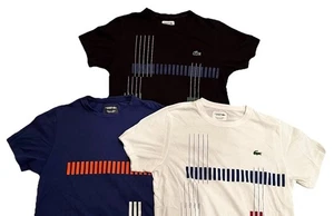 Camiseta técnica de diseño a rayas de tenis deportiva Lacoste para hombre talla mediana (3) Djokovic - Imagen 1 de 4