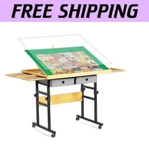 Non-Slip Jigsaw Puzzle Table with Tilting Board & Protective Cover for Easy Use - Picture 1 of 10