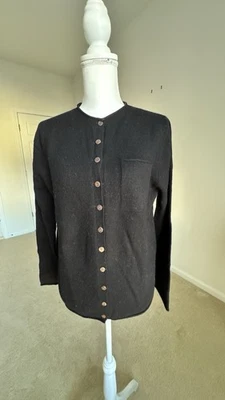 Cárdigan de lana negro para mujer cuello redondo con bolsillo nuevo sin etiquetas grande  Foto 1 de 4