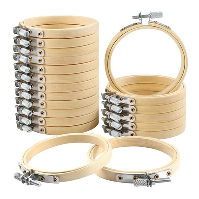 20 Pieces 3 Inch Embroidery Hoops Round Wooden Circle Cross Stitch Hoop Round... - Image 1 of 4