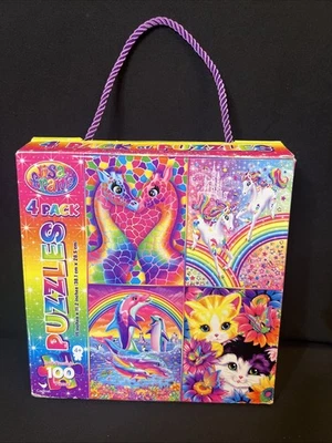 Lisa Frank Puzzles 4 Pack 100 pc Each 15"x11.2" Unicorns Dolphin Kittens - Image 1 of 4