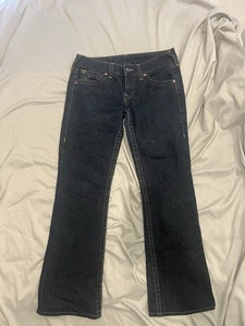 Jeans donna marca True Religion lavaggio scuro gamba svasata taglia 31 - Foto 1 di 8