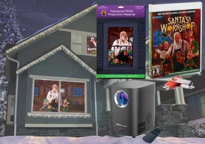 Kit de decoración digital Taller de Papá Noel - Videos, pantalla y proyector incluidos Foto 1 de 4