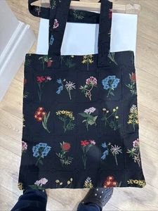 Floral Embroidered Tote Bag Multi-Purpose, Black - Picture 1 of 7
