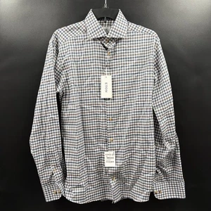 Eton Shirt Mens 39 15.5 White Fine Checked Slim Fit Long Sleeve Button Up Cotton - Picture 1 of 7