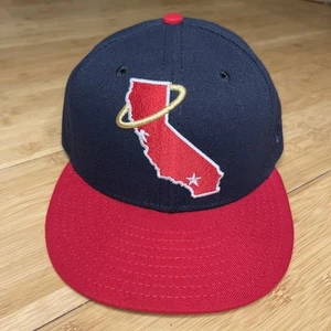 New Era 59FIFTY USA-Made Coop California Angels LA Map Fitted 7 1/8 Hat EUC Rare - Picture 1 of 19