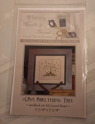 With Thy Needle  Sheltering Tree #CS25 Counted Cross Stitch Pattern Primitive - Image 1 of 2