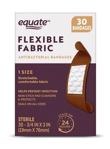 (3) Equate Skin Tone Antibacterial Bandages, 30 ct ea (120 Total) Light-Dark - Picture 1 of 1