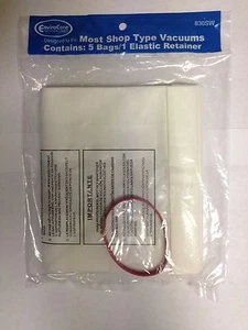 Wet/Dry Shop Vacuum Bags (5 Bags w/ Rubber band) Part # 830SW by EnviroCare - Picture 1 of 1