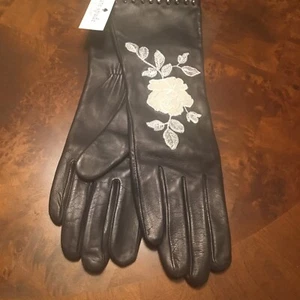 Kate Spade Dark Rich marineblau/weiß bestickte Handschuhe Lammleder Ret $ 225 M - Bild 1 von 7