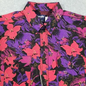 Wrangler Multicolor Floral Cowboy Cut Western Shirt XL 17.5-36 X-Long Tails USA - Picture 1 of 23