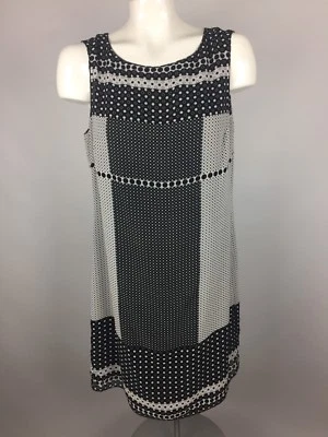 Vestido recto sin mangas STUDIO M para mujer talla M negro blanco geométrico forrado transparente Foto 1 de 4
