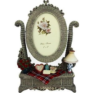 Retro Bilderrahmen Fotorahmen Harz 3D Antik Stil Vintage Neuheit 10 x 15 cm Grau - Bild 1 von 8