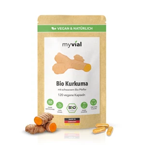 Kurkuma Curcuma 120 Kapseln Bio vegan + Piperin Pfeffer Curcumin hochdosiert - Bild 1 von 10