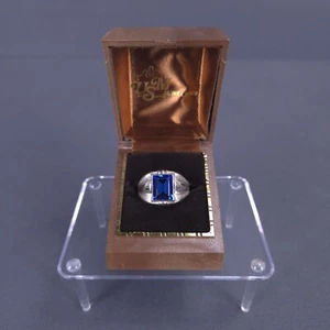 Vintage Gainsboro Sterling Silver Synthetic Blue Ruby Mens Ring Size US 9.5 - Picture 1 of 8