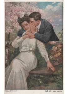 1921 Art In Postcard - Richard Brenner - Couple In Love Words Of Love - Picture 1 of 2