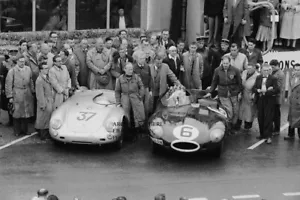 Jaguar D tipo Mike Hawthorn ganador 1955 24 horas de Le Mans coche carrera fotografía - Imagen 1 de 1