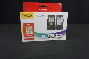Genuine Canon Ink PG-240XL Black CL-241XL Color FINE CARTRIDGE + 50 Photo Paper - Picture 1 of 6