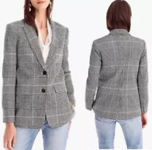 J.Crew Boyfriend Blazer in Glen Plaid Gray Italian Wool 2 Button Size: 4 - Picture 1 of 9