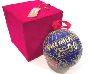 Peace On Earth 2000 Cloisonne Large 3-1/2" Christmas Ornament World Globe - Picture 1 of 4