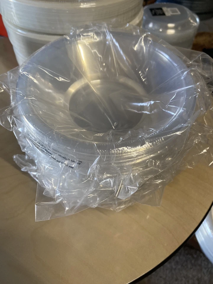 Clear Plates Plastic Bowls 7”  120 Count 12 Oz Touch Of Color Style Heavy Duty - Image 1 of 3