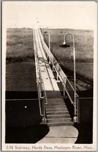 Postcard RPPC c1946 Muskegon River Michigan Hardy Dam Stairway162 Steps - Picture 1 of 2