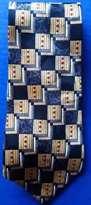 Neck Tie Blue 3 D Pattern Blocks Rubio blue gold red church prom formal Work - Picture 1 of 8