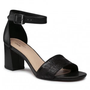 Clarks Women's Jocelynne Cam Heeled Sandal Black Interest Leather, Size 7.5 US - Picture 1 of 8