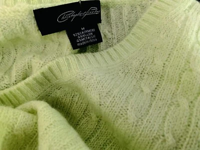 Suéter Christopher Fischer Cashmere Brillante CABLE Cuello en V Apio Corazón Verde M Foto 1 de 4