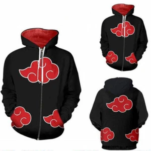 Naruto Akatsuki Hoodie Zipper Jacket Sweater Shirt Coat Cosplay Costume ZG
