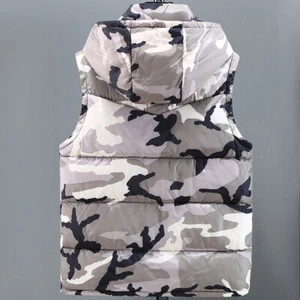 Herren Kapuze Puffer Weste Gesteppt Tarnfarbe Weste Warm Ärmellose Jacke Neu - Bild 1 von 15