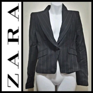 Chaqueta Blazer para mujer ZARA negra roja a rayas forrada de lana de un botón ~ 4 M3020 - Imagen 1 de 12