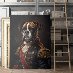 Boxer Hund Aristokrat Portrait lustiger Hund Tier Leinwandbild Wandbild - Bild 1 von 4