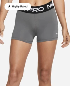 Nike Pro Women 3” Training Shorts Gray Tight Fit Mid Rise CZ9857-068 Size 2XL - Picture 1 of 4