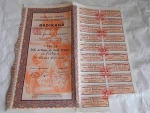Vintage share certificate Stocks Bonds Agricole commerical industriale Badikaha - Picture 1 of 2