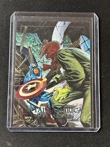 1992 Marvel Masterpieces Battle Spectra Etch Captain America vs Red Skull 5-D