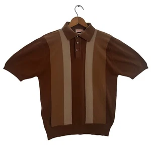 Vtg Ban-Lon Brown Gradient Stretch Nylon Rat Pack MCM Vintage 60s Sz M - Picture 1 of 7