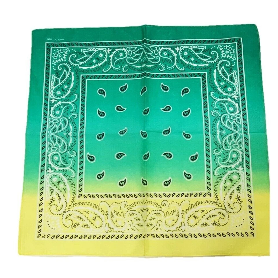 Green Ombre Tie Dye Paisley Bandana Head Neck Scarf Wrist Wrap Head Tie Hair Foto 1 de 1