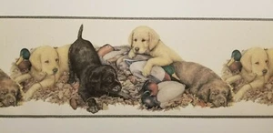 Labrador Pups laying w/Ducks Wallpaper Border - Picture 1 of 2