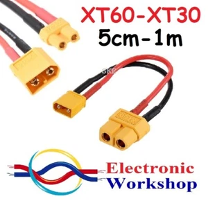 XT60 to XT30 Extension Wire Male Female 5cm-1 Metre Wire 14AWG 16AWG UK Seller - Picture 1 of 18