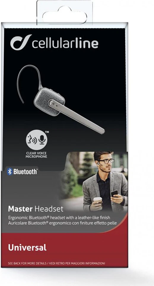 CELLULAR LINE AURICOLARE BLUETOOTH ERGONOMICO CON FINITURE EFFETTO PELLE - Immagine 1 di 1