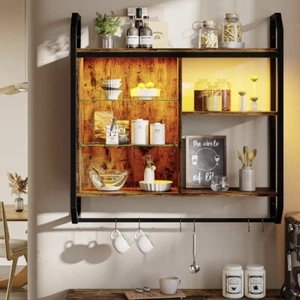 Estantes Flotantes de Cocina, Tubo Industrial 34" con Estante de Vidrio Ajustable - Imagen 1 de 10