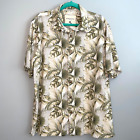Euc Island Republic 100% Silk Hawaiian Camp Shirt Palms Tropical Short Sleeve Xl