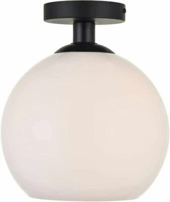 Elegant Lighting LD2205BK Baxter Single Light 8" Wide Semi-Flush Globe Ceiling  - Image 1 of 2