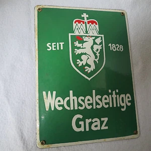 Placa esmaltada recíproca Graz desde 1828 seguro esmalte letrero HÖLZL Viena - Imagen 1 de 7