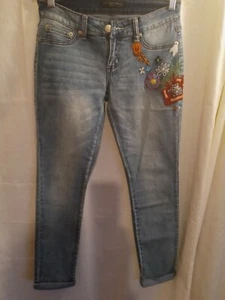 Women's TwentyOne Black Embroidered Skinny Jeans 5/6 R Cute! - Picture 1 of 5