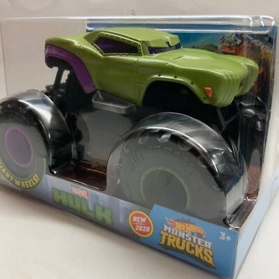 Hot Wheels Monster Trucks Hulk 1/24 Scale Giant Wheels Die-Cast Marvel RARE HTF - Image 1 of 4